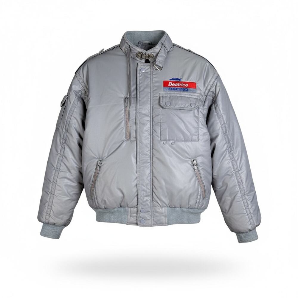 Vintage 80s Beatrice Racing Upstream Nylon Bomber Puffer Jacket - Size M